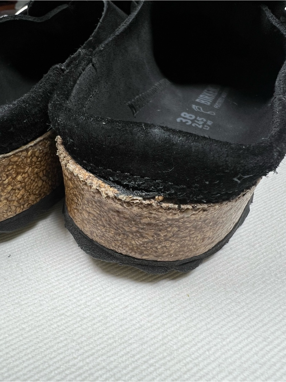 Birkenstock Suede Buckley clogs silver buckle cork footbed Black 38/US 7-7.7 - Picture 6 of 6